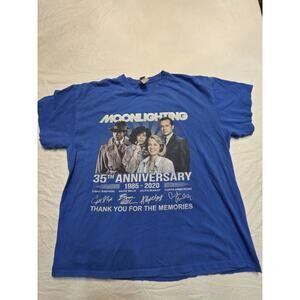 Moonlighting Vintage Bruce Willis Promo Short Sleeve Blue T-Shirt Men's Size Xl